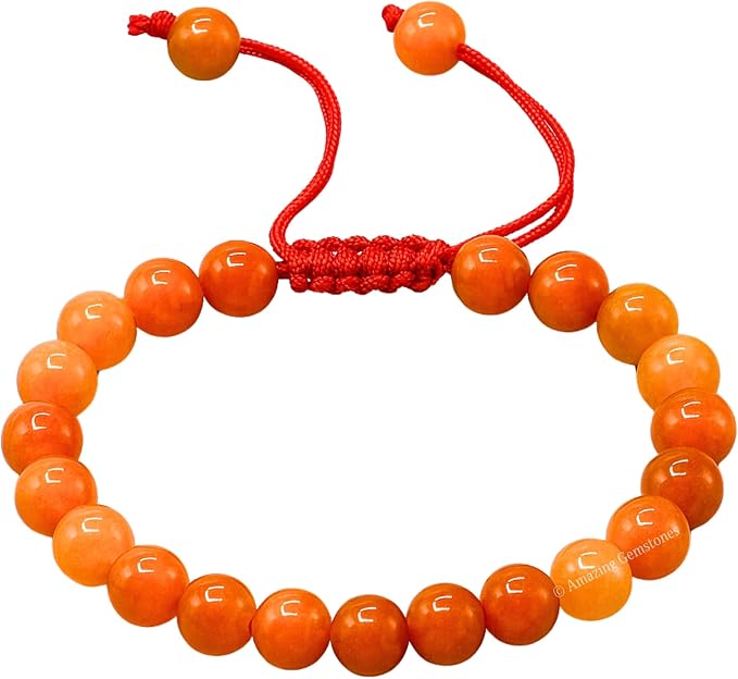 Amazing Gemstone Red Aventurine Bracelet for Women Men's Gifts - Protection Healing Crystal Bracelet - 8mm Gemstone Beaded Adjustable Bracelet Pulseras para Hombres Mujer Stocking Stuffers
