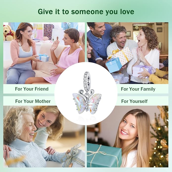 NINGAN 925 Sterling Silver Charm Golden Love Charm Buckle Safety Chain Travel Bead Firefly Dragonfly Pendant, Suitable for Women Bracelet and Necklace as Gift from Mom and Friends