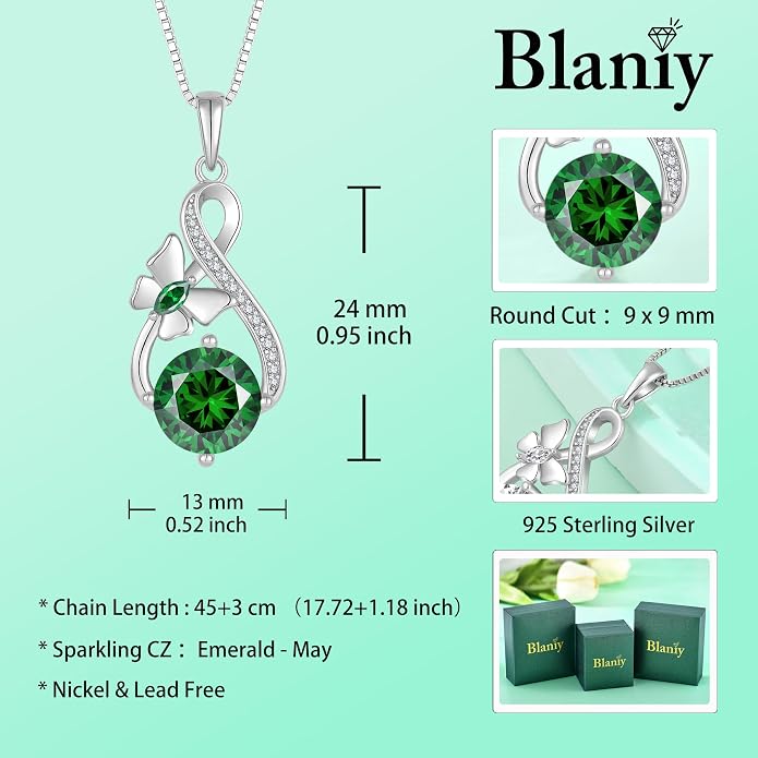 Butterfly Necklaces for Women 925 Sterling Silver Infinity Pendant Necklace Birthstone Jewelry Gifts for Her