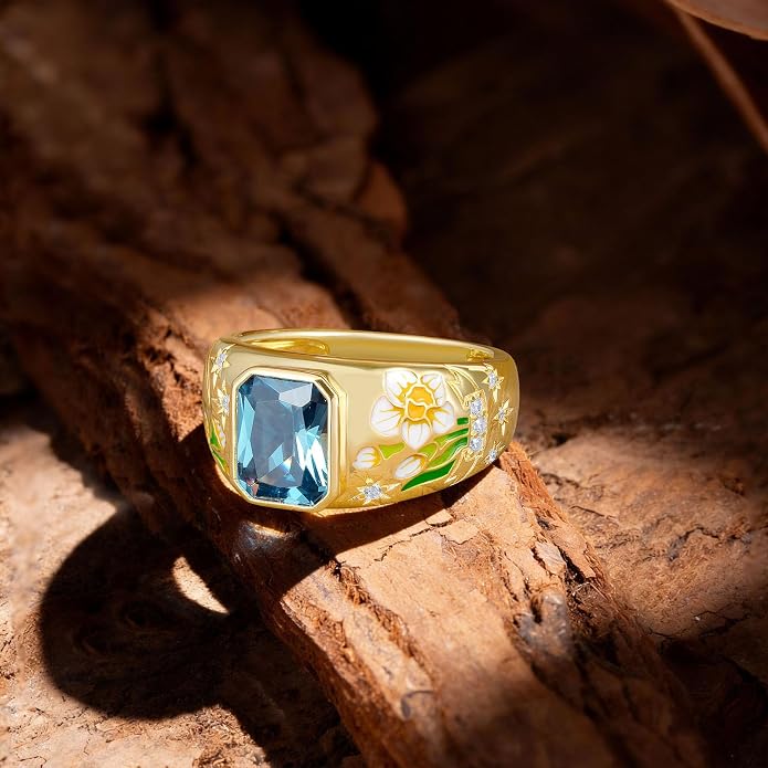 Santuzza 925 Sterling Silver Enamel Flower Pattern Ring for Women