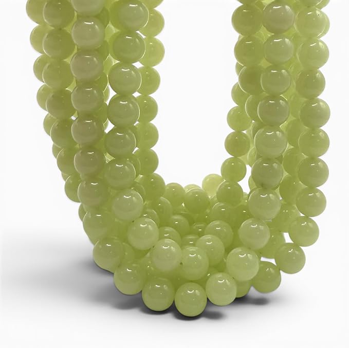 ABCGEMS Glow-in-Dark Mexican Olive-Green Aragonite Beads (AKA Cave Calcite- Extremely Rare) Healing Crystal Chakra Energy Stone Ideal for Bracelet Necklace Ring DIY Jewelry Making Smooth Round 12mm