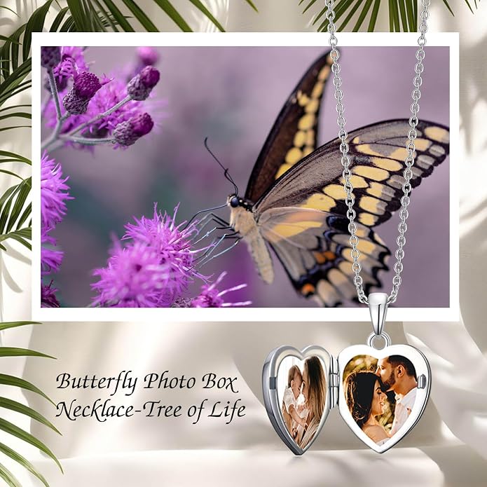 TOUPOP Heart Locket Necklace 925 Sterling Silver Love Locket that Holds Pictures Gifts for Women Her