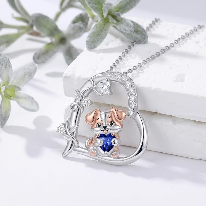 PELOVNY Teddy Bear Necklace for Women 925 Sterling Silver Bear/Highland Cow/Fox/Cat/Axolotl Birthstone Necklace Christmas Birthday Jewelry Gifts for Mom Daughter Wife Sister