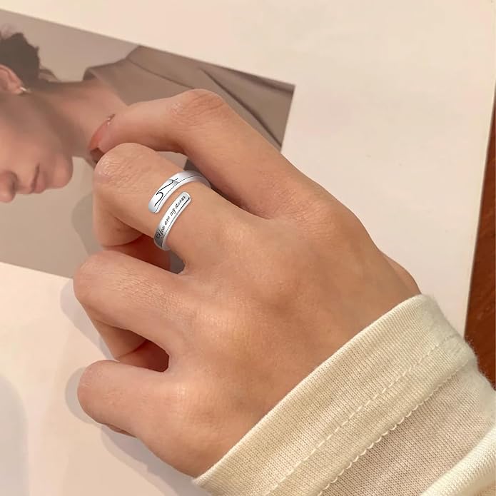 Silver Adjustable Ring Inspirational Jewelry S925 Sterling Wrap Open Ring for Women