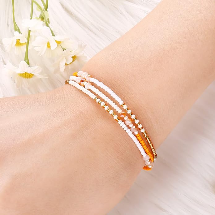 SUMMER LOVE Boho Bohemian Beaded Anklet Bracelets for Women Unique Colorful Pretty Beach Anklet,Handmade