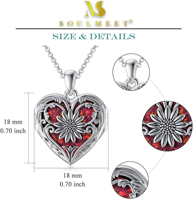 SOULMEET Personalized Silver Locket Necklace That Holds Pictures Photo Keep Someone Near to You, Memorial Custom Lockets Necklaces Letters Engraving for His Her
