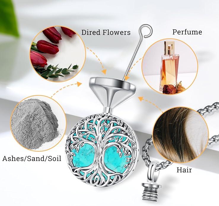 Jewelry Gifts - Tree of Life Necklace Sterling Silver Abalone Shell/Opal/Moonstone/Black Onyx/Turquoise/Malachite/Crystal Family Tree of Life Jewelry for Women Men