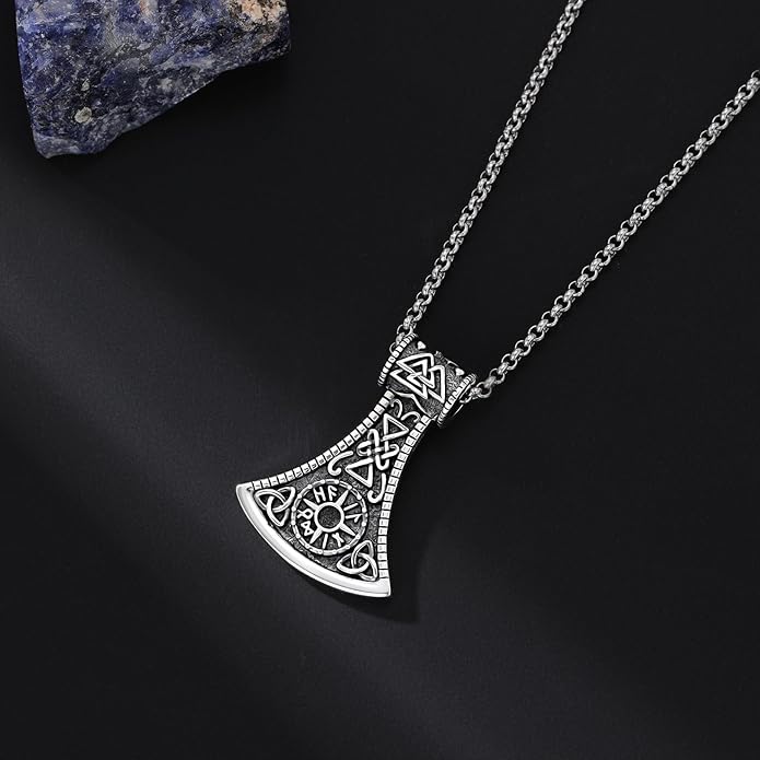 Tetragrammaton/Thors Hammer/Viking Axe/Jewish/Yahweh Necklace for Men 925 Sterling Silver Viking Norse Pagan Jewelry Gifts for Women
