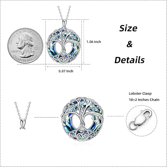 Tree of Life Thor Hammer Pendant Necklace for Women Sterling Silver S925 Jewelry for Women US1