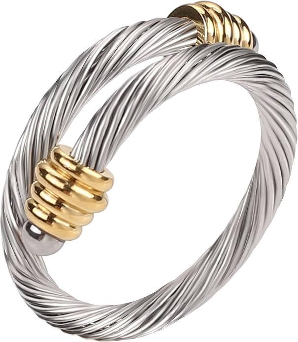 Dorriss Cable Rings Vintage Twisted Open Ring for Women Adjustable Designer Fashion Brand Stainless Steel Jewelry with Gift Box