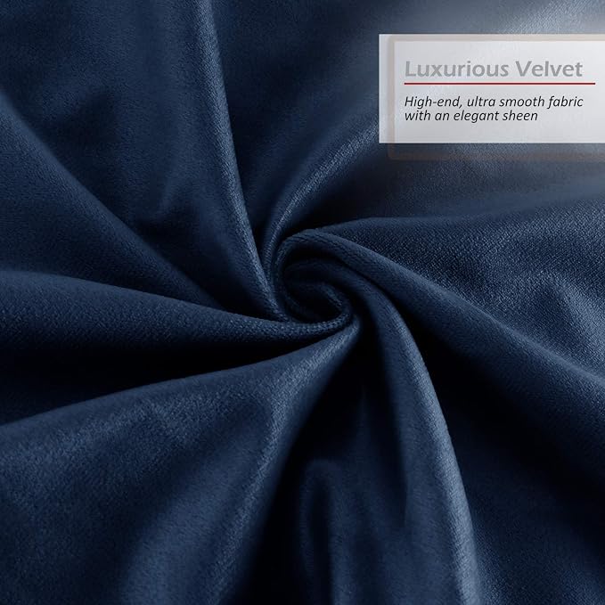 Nestl Throw Pillow Covers, Cozy Velvet Decorative Pillow Cases 24 x 24 Inches, Soft Solid Couch Pillow Covers for Sofa, Bed and Car, Set of 2 - Navy Blue