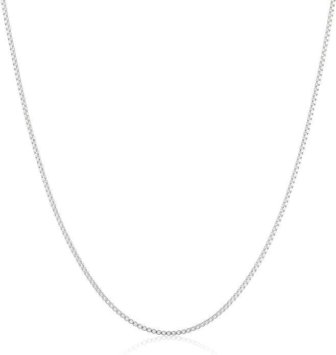 Amazon Essentials Sterling Yellow Gold or Silver Thin 0.8mm Box Chain Necklace