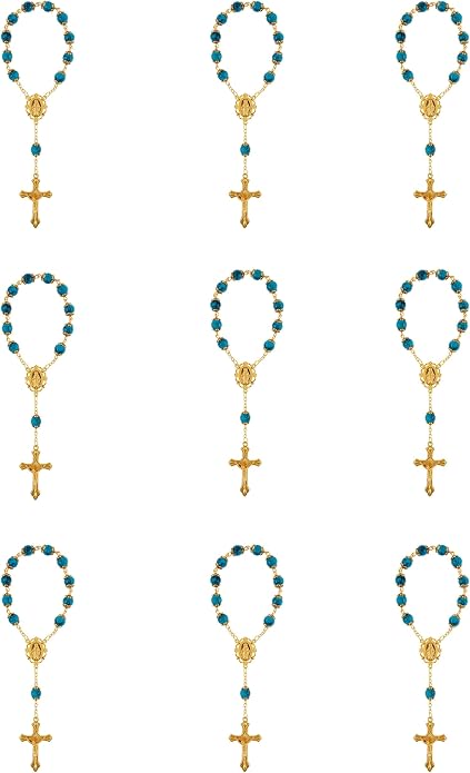 Autom Bulk Rosaries One Decade Rosary Prayer Bead Bracelets with Centerpiece and Crucifix