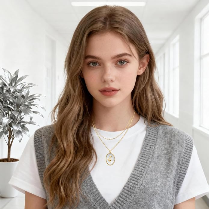 Layered Necklaces for Women S925 Sterling Silver 14k Gold Plated Cross Jesus Tulip Birth Month Flower Necklace Pendant Jewelry Mothers Day Birthday Gifts