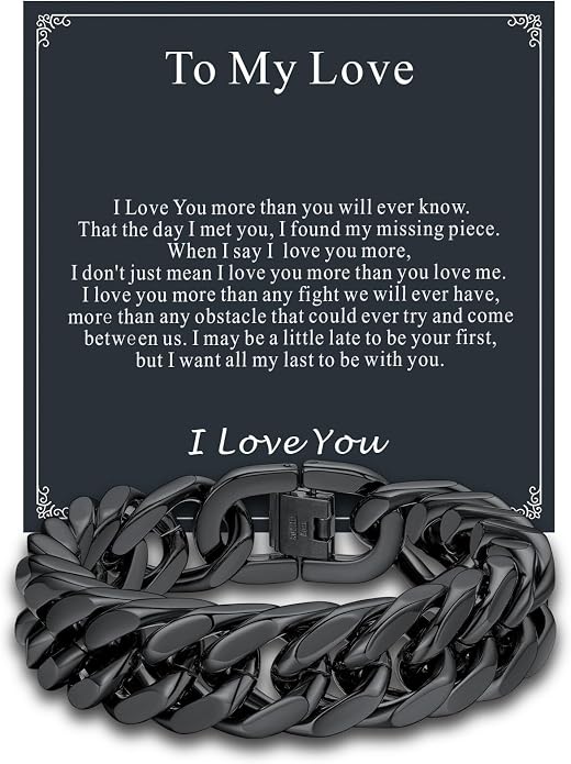 Supcare Unique Anniversary Birthday Valentines Fathers Day Stainless Steel Cuban Link Bracelets for Men Him, To My Man Dad Husband Love Always Remember Wrist Chain Bracelet Jewelry Gifts