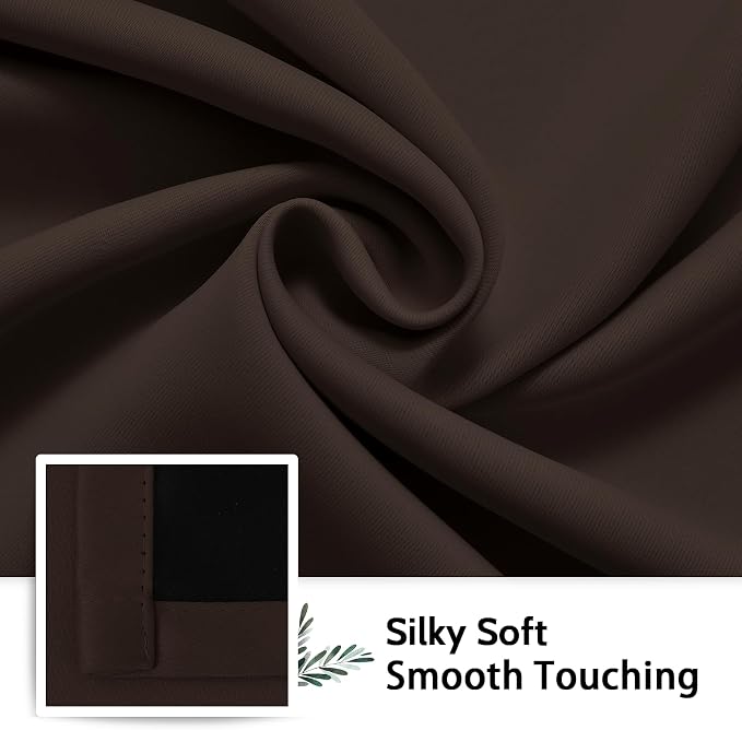 SimpleHome Chocolate Brown 100% Blackout Curtains Room Dark Living Room 84L | Curtains for Bedroom,Thermal Insulated Grommet Window Drapes,Curtains for Living Room with Black Back,52 x 84 Inch,2 Panels