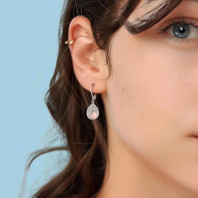 Tree of Life/Cat/Turtle/Butterfly/Flower/Celtic/Turquoise/Moonstone Dangle Earrings for Women Sterling Silver Cute Animals Drop Earrings Jewelry Gifts