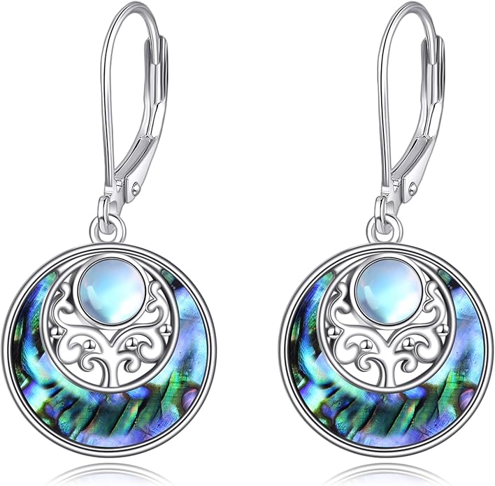 Abalone Shell Dangle Drop Earrings for Women 925 Sterling Silver Filigree Bohemian Earrings Jewelry Gift