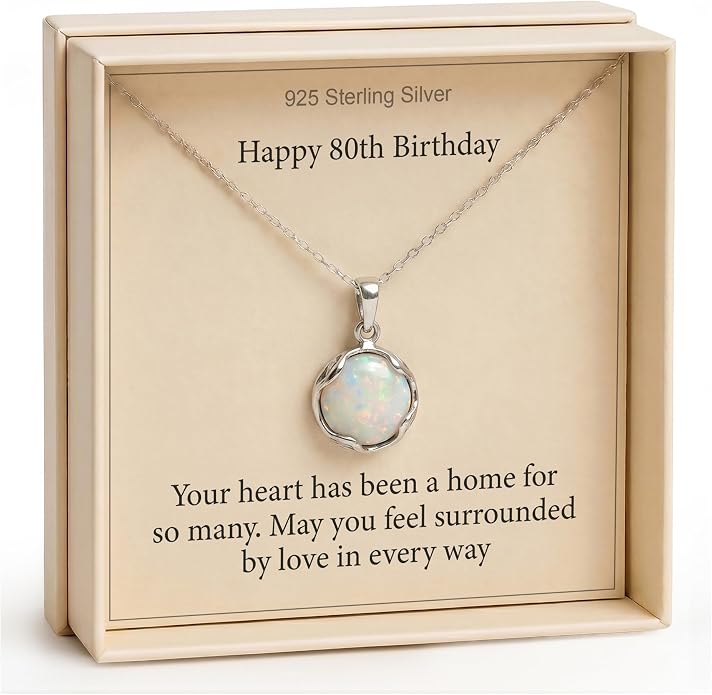 ADITA GOLD 925 Sterling Silver White Opal Necklace, Dainty 12mm Round Gemstone Pendant, October Birthstone Bridal Wedding Jewelry, Handmade Vintage Statement Jewel for Classy Brides and Women