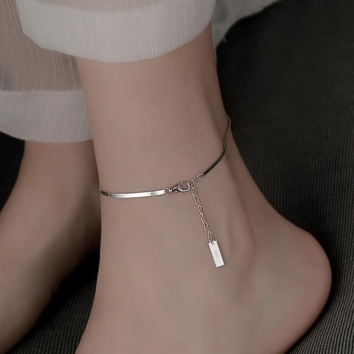 Gold Anklets Bracelets for Women,925 Sterling Silver Waterproof Dainty Heart Anklet Snake Chain Link 14K Gold Plated Non Tarnish Ankle Chain Summer Beach Foot Jewelry Graduation Wedding Gifts