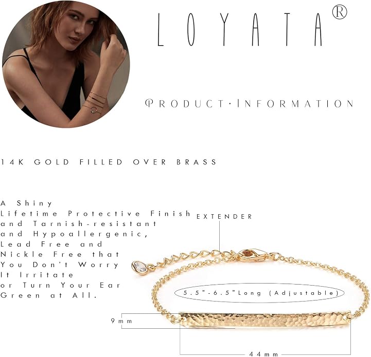 LOYATA Gold Bracelet Gold 14K Gold Filled Dainty Chain Simple Jewelry Gift for Women