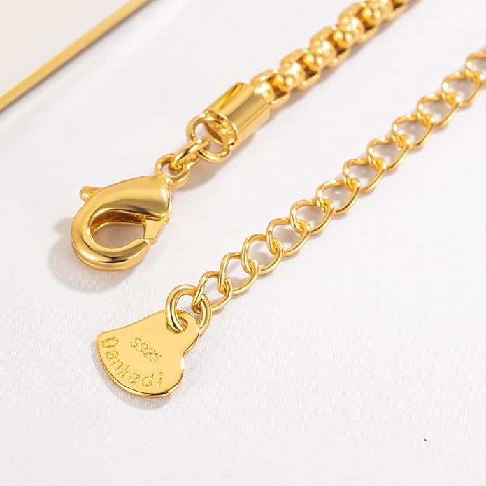 Dankadi Women 925 Sterling Silver Anklets Bracelet Men Simple Chopin/Box Chain/Twist Rope Chain Summer Beach Foot 24k Gold Plated Jewelry Gift