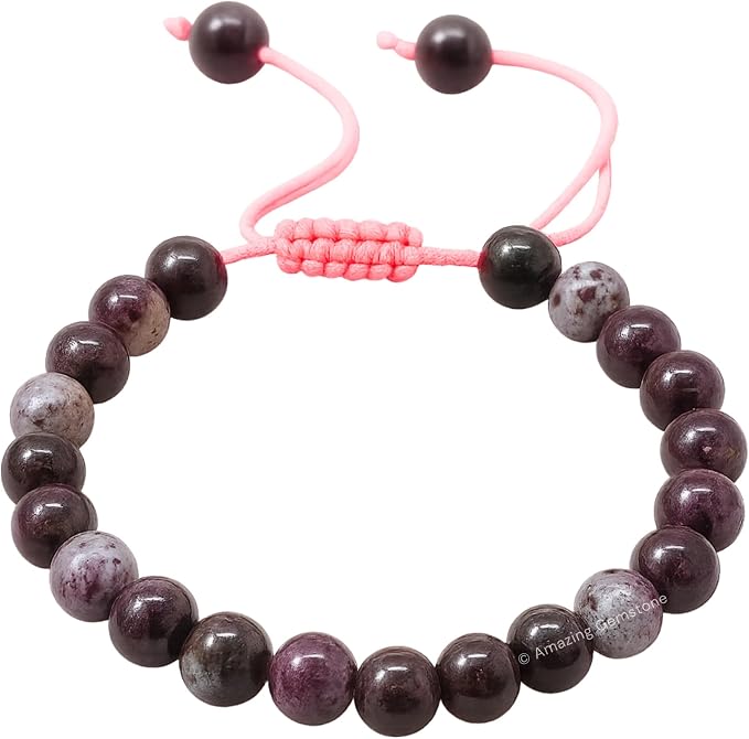 Amazing Gemstone Eudialyte Bracelet, Gifts for Men & Women - Protection Healing Crystal Bracelet - 8mm Gemstone Beaded Adjustable Bracelet, Pulseras para Hombres Mujer Stocking Stuffers