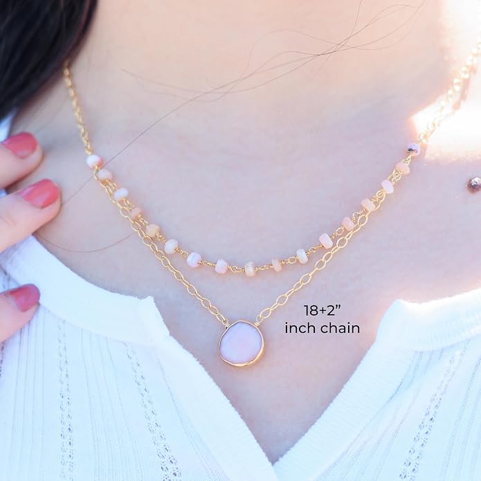 Layering Necklace for Women, Premium Layered Gold Healing Crytsal Necklaces - Tarnish Free 18K Gold Vermeil Certified S925 Classic Stack Necklace Gold Jewelry for Women - Mothers Day Gifts for Mom Wife