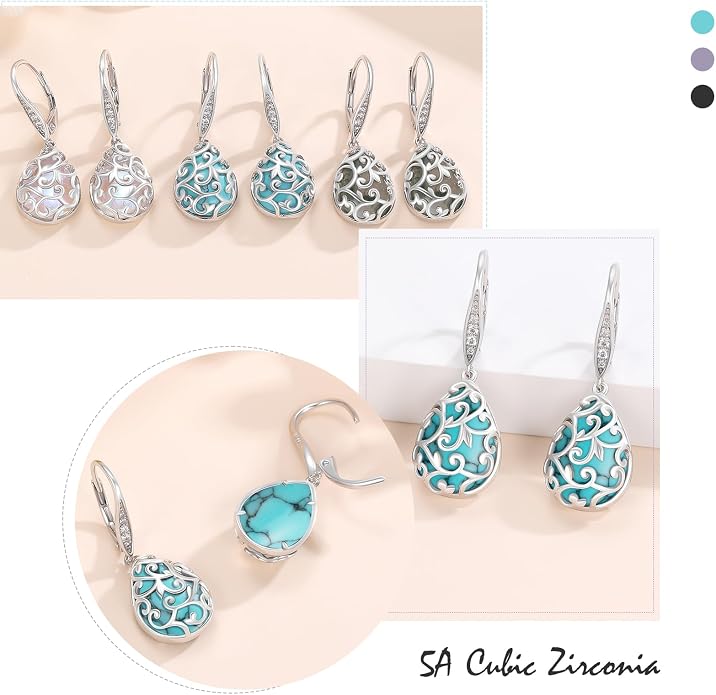 Trendy Dangle Earrings for Women Teen Girls Sterling Silver 12 Birthstone Earrings Minimalist Hypoallergenic Earrings for Sensitive Ears Jewelry Gifts