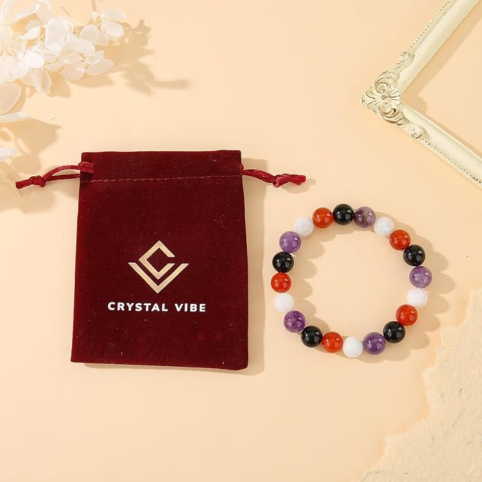 Crystal Vibe - Healing Crystal Bracelet for Women & Men | Natural Gemstone Bead Bracelet | Adjustable Handmade Energy Stone Bracelet | Bracelet for Meditation, Yoga & Daily Wear | Multiple Types