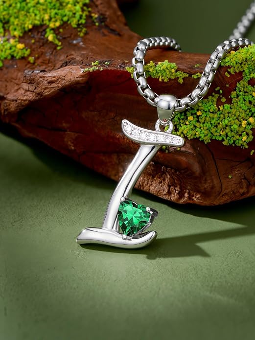 Birthday Gifts for Women Alphabet A to Z Initial Birthstone Pendant Necklaces for Women - 18k White Gold Plated Personalized Name Jewelry Anniversary Graduation Gifts for Wife Her Daughter Girlfriend(with Gift Box)