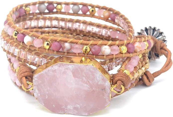 Boho Wrap Bracelet for Women, Handmade Natural Imperial Jasper Multi-Layer Stone Beaded Bracelet, Bohemian Healing Crystal Stone Jewelry Gifts