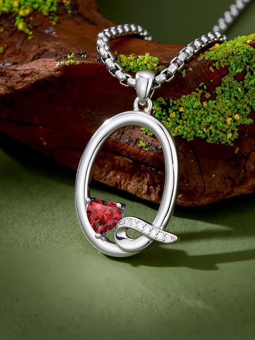 Birthday Gifts for Women Alphabet A to Z Initial Birthstone Pendant Necklaces for Women - 18k White Gold Plated Personalized Name Jewelry Anniversary Graduation Gifts for Wife Her Daughter Girlfriend(with Gift Box)
