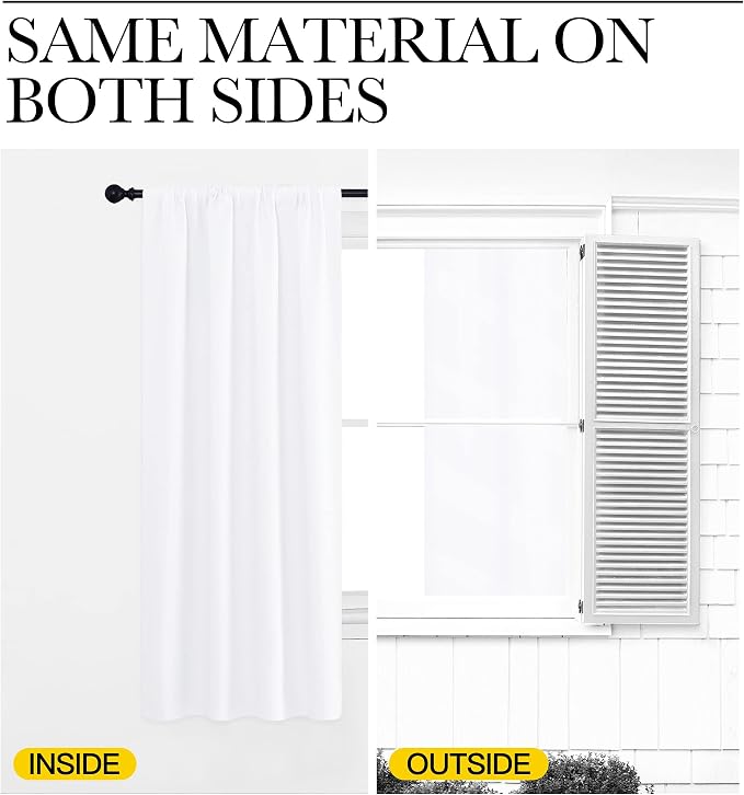 NICETOWN RV Curtains for Camper Windows, White Curtains for Kitchen, Home Decoration Light Filtering Drapes for Small Window (42 inches Wide by 36 inches Long, 1 Pair)