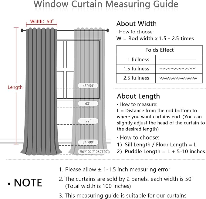 MYSKY HOME Short Semi Sheer Curtains for Bedroom 63 Inches Long Light Filtering Privacy Drapes for Small Window Linen Look Boho Home Decor Curtain for Parties, 50" x 63", Dusty Blue, 2 Pieces