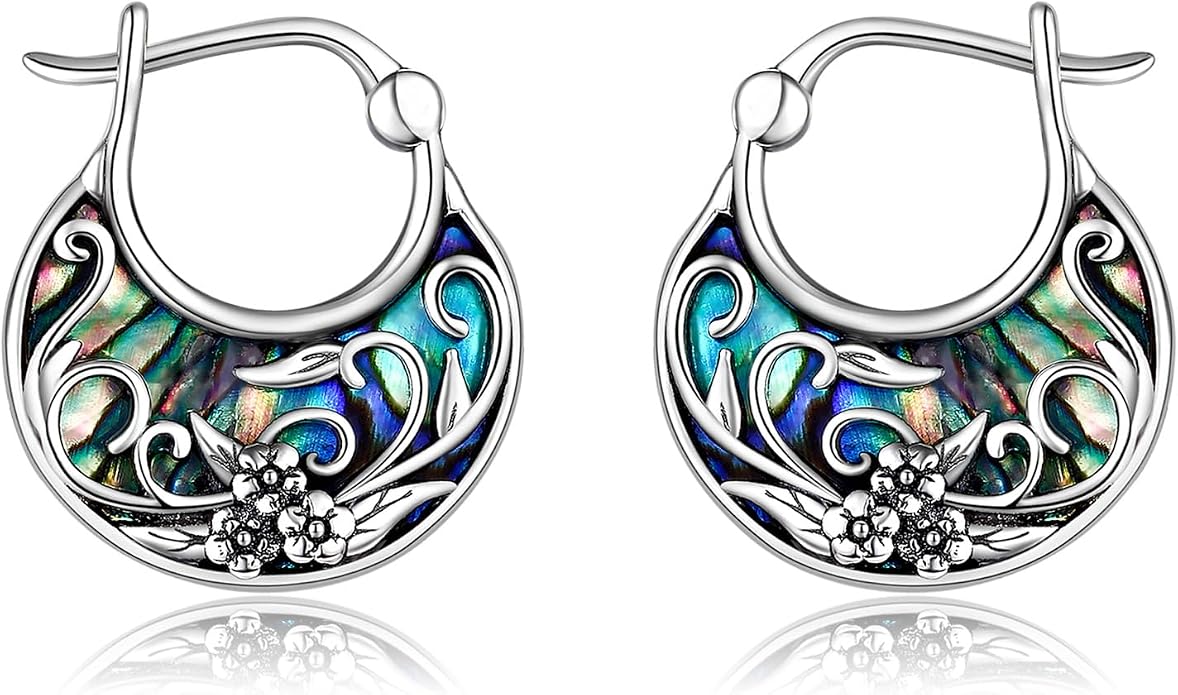 Tree of Life/Sunflower/Mountain/Daisy/Flower/Dragonfly/Butterfly/Earrings 925 Sterling Silver Hoop Earrings for Women