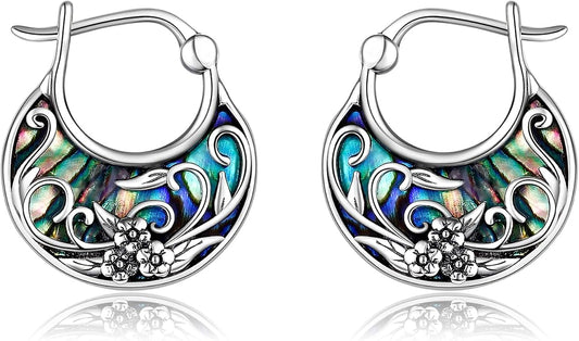 Tree of Life/Sunflower/Mountain/Daisy/Flower/Dragonfly/Butterfly/Earrings 925 Sterling Silver Hoop Earrings for Women