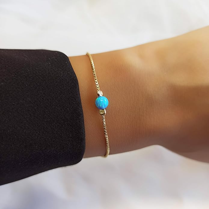 Minimalist Evil Eye Charm Bracelet – Handmade Delicate Good Luck Jewelry for Women – Adjustable 6.5” + 1” Extender