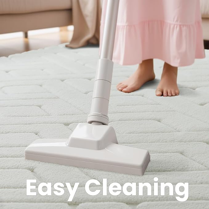 Macgace Ultra Soft Cream White Area Rug for Bedroom, 4x6 Modern Geometric Shag Rugs with Nonslip Backing for Living Room, Washable Fuzzy Carpet for Cozy Kids Room