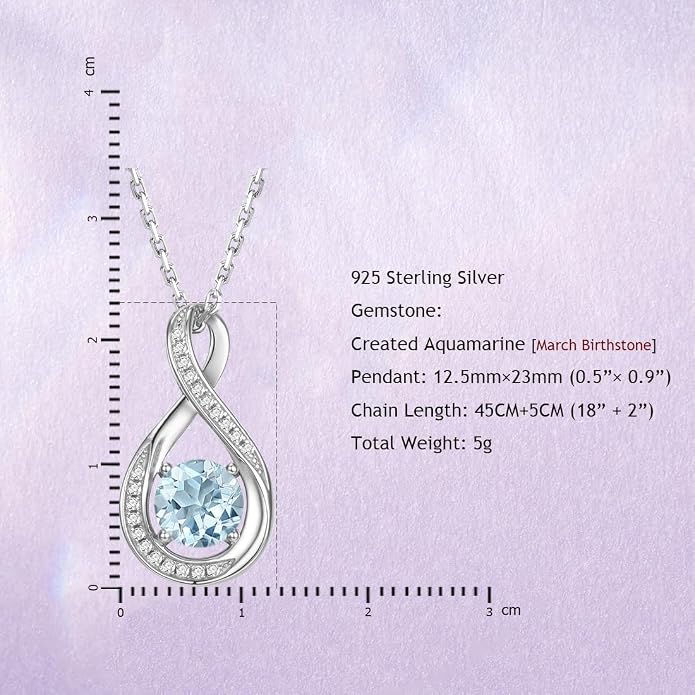 925 Sterling Silver Birthstone Necklace for Women Infinity Necklaces Birthday Anniversary Fine Jewelry Gifts for Mother Women, Adjustable Chain