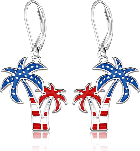Black Cat/4th of July/Bat/Spider/Pumpkin/Wolf/Bunny/Sun and Moon/Turtle/Raven 925 Sterling Silver Leverback Dangle Earrings Moon Gothic Christmas Earrings Jewelry Gift for Women
