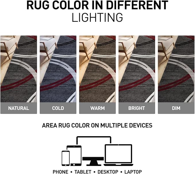 Rugshop Wavy Circles Modern Non-Shedding Accent Area Rug Red 2' x 3'