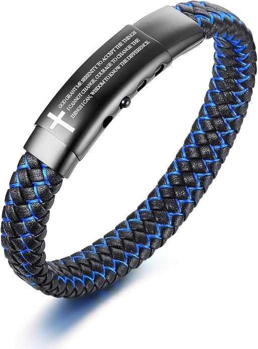 VNOX Men's Inspirational Mantra Engarved Handmade Braided Leather Adjustable Cuff Bangle Bracelet Encouragement Motivational Gift for Men