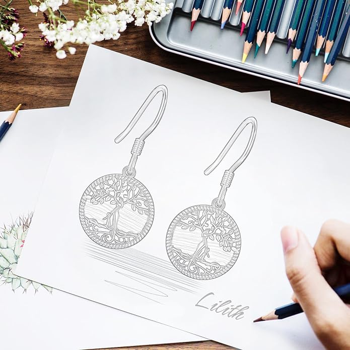 Vito 925 Sterling Silver Teardrop Earrings for Women, Moonstone Turquoise Drop Dangle Earrings Cat Snake Turtle Tree of Life Leverback Earrings Boho Jewelry Gift for Mom Wife