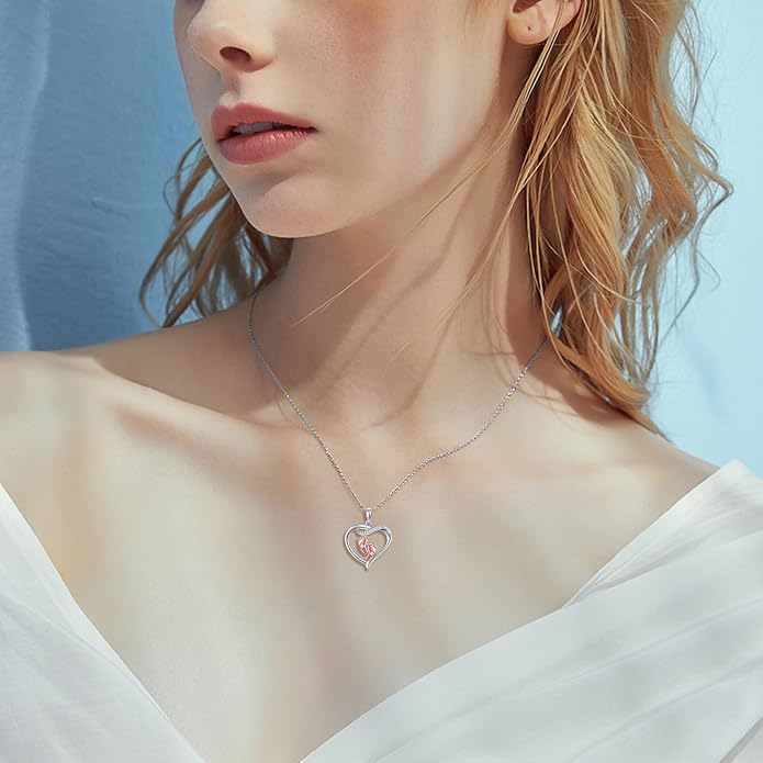 Mother Necklaces Sterling Silver Mom/Mommy of an Angel/Mom Thor Hammer/Heart Footprint Pendant Birthday Mothers Day Jewelry for Women