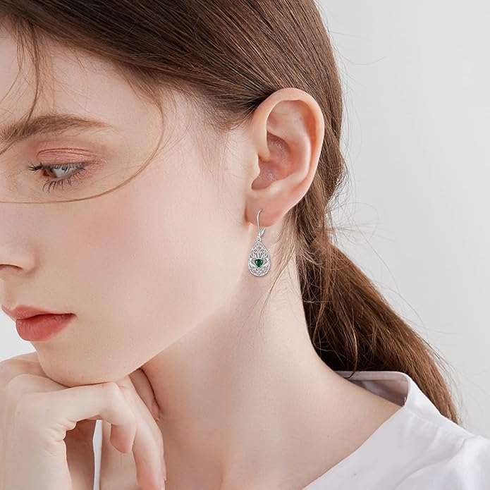 VONALA Filigree Teardrop Earrings for Women Sterling Silver Filigree Teardrop Dangle Earrings Filigree Leverback Earrings for Women Birthday Gift