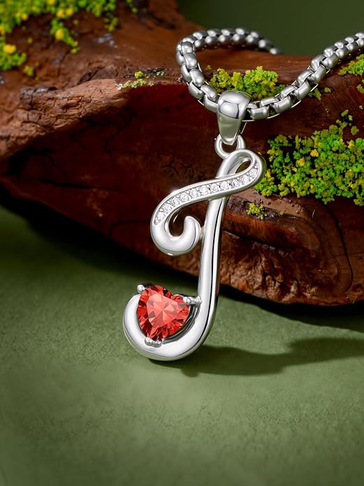 Birthday Gifts for Women Alphabet A to Z Initial Birthstone Pendant Necklaces for Women - 18k White Gold Plated Personalized Name Jewelry Anniversary Graduation Gifts for Wife Her Daughter Girlfriend(with Gift Box)