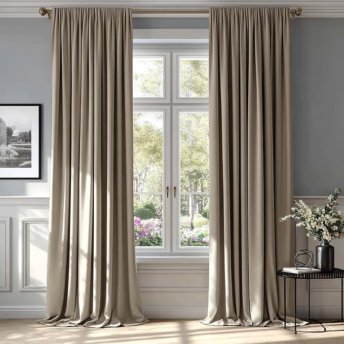 MIULEE Taupe Blackout Velvet Curtains Drapes 84 Inch Long 52"x84" Bedroom | Luxurious Bedroom Living Room Decor, Room Darkening, Thermal Insulated, Rod Pocket Design, Super Soft Fabric
