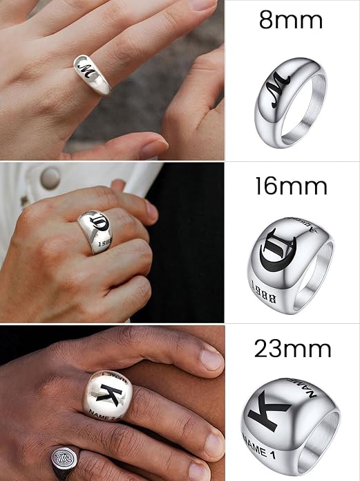 GOLDCHIC JEWELRY Chunky Dome Ring for Women, Stainless Steel Bold Stacking Croissant Statement Ring For Men (Size 7-12, Custom)