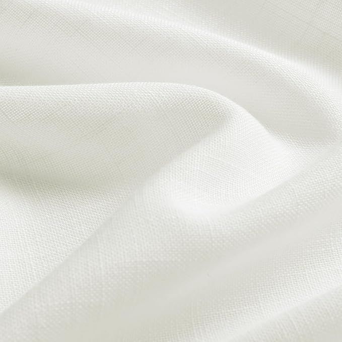 Aersas Ivory White Pinch Pleat Linen Curtains 72 Inch Length 2 Panels Set for Bedroom Dinging Room Semi Sheer Boho Farmhouse Neutral Window Curtains 72 Inches Long for Living Room Nursery 40x72